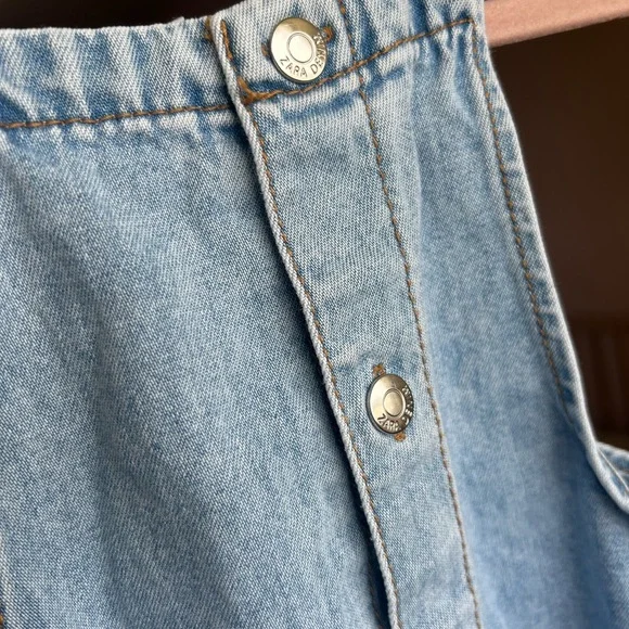 Zara Blue Denim Jumpsuit Relaxed Fit - Picture 3 of 4